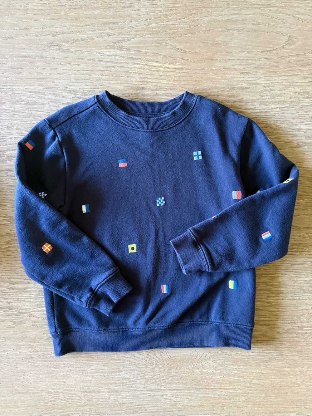 Janie and Jack Boys Sz 6 Crewneck Sweatshirt with embroidered Nautical Flags